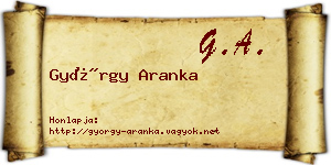 György Aranka névjegykártya