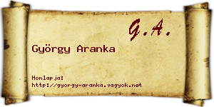 György Aranka névjegykártya